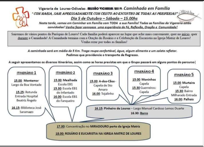 caminhada missão vicarial 5 out 2019
