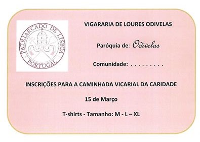 inscrição caminhada 15 Março