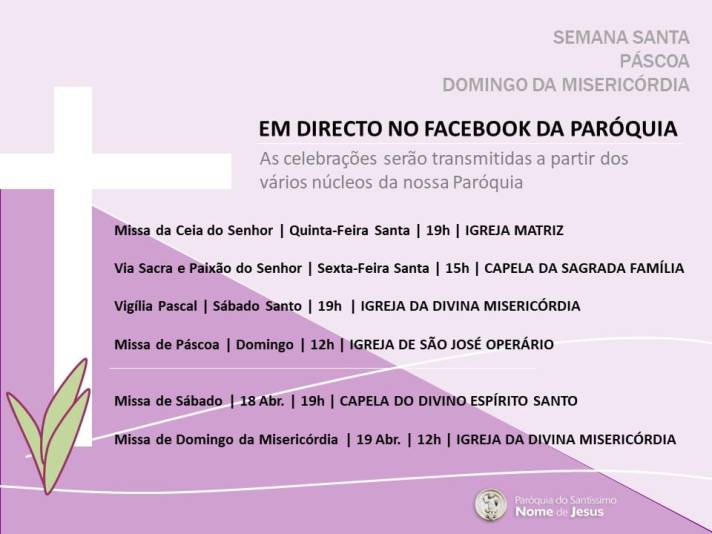 Celebrações do Tríduo Pascal 2020